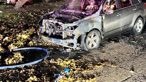 Suburban fire department offers warning after car parked on leaves ignites
